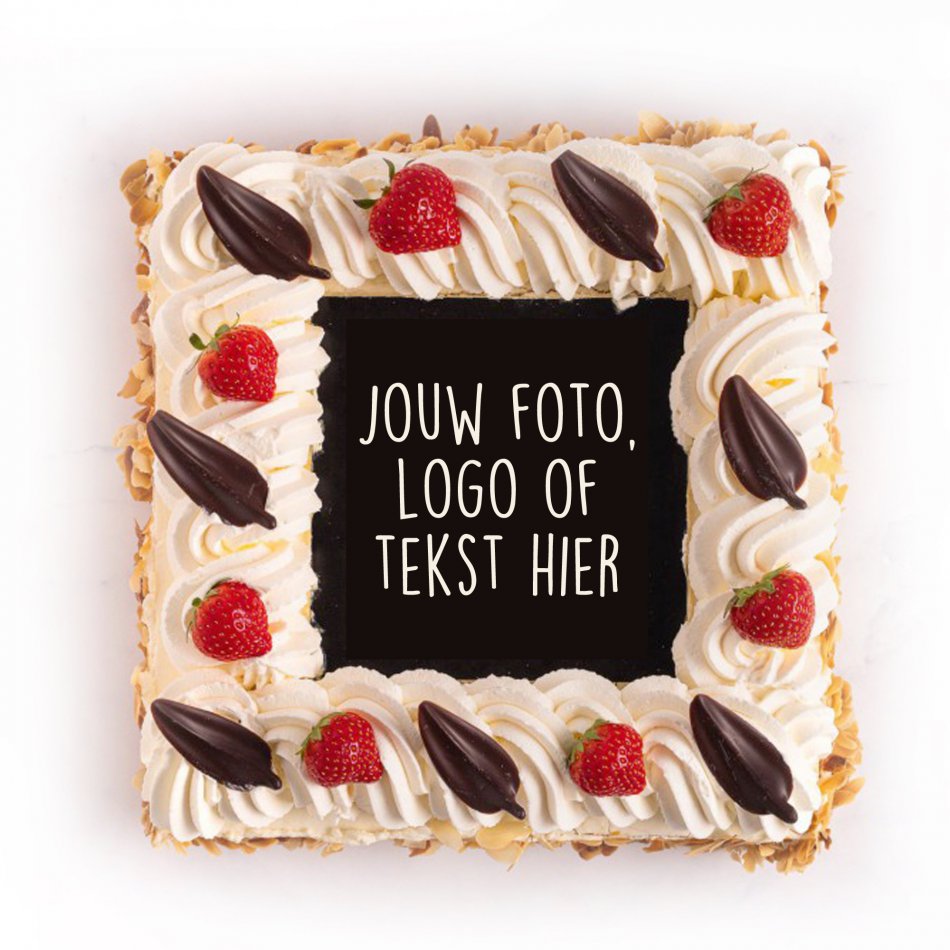Slagroomtaart met foto/logo