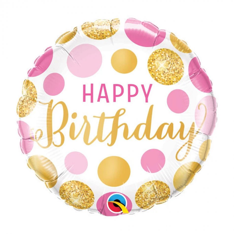 Birthday Pink & Gold Dots